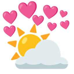 sun behind cloud and heart with arrow