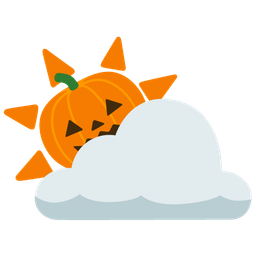 sun behind cloud and jack-o-lantern