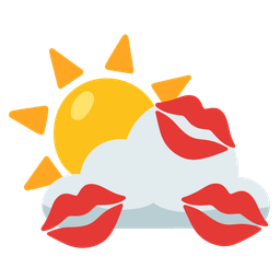 sun behind cloud and kiss mark