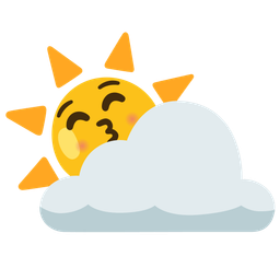 Sun behind cloud and Kissing face with closed eyes