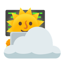 sun behind cloud and laptop