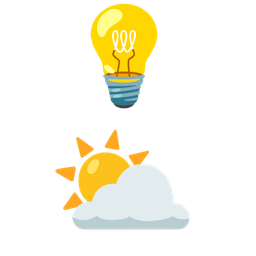 sun behind cloud and light bulb