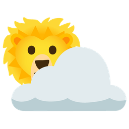 sun behind cloud and lion