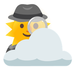 sun behind cloud and magnifying glass tilted right