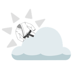 sun behind cloud and martial arts uniform