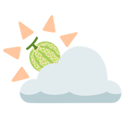 sun behind cloud and melon