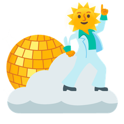 sun behind cloud and mirror ball