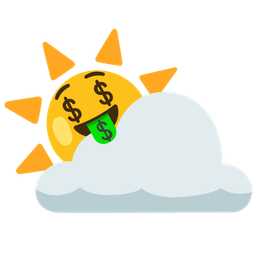 Sun behind cloud and Money-mouth face