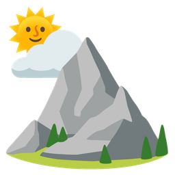 sun behind cloud and mountain