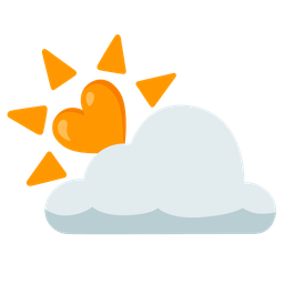 sun behind cloud and orange heart