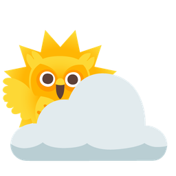 sun behind cloud and owl