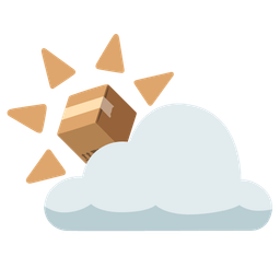 sun behind cloud and package