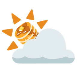 sun behind cloud and pancakes