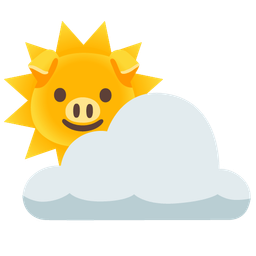 sun behind cloud and pig face