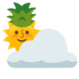 sun behind cloud and pineapple
