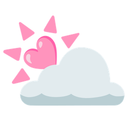 sun behind cloud and pink heart