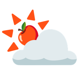 sun behind cloud and red apple