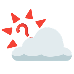 sun behind cloud and red question mark