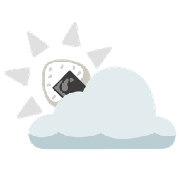 sun behind cloud and rice ball