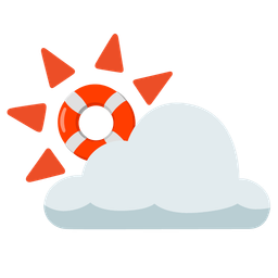 sun behind cloud and ring buoy