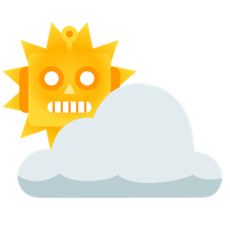 sun behind cloud and robot