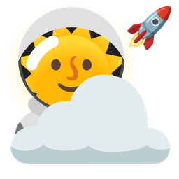 sun behind cloud and rocket