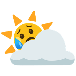 sun behind cloud and sad but relieved face