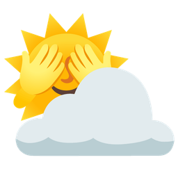 sun behind cloud and see-no-evil monkey