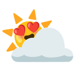 Sun behind cloud and Smiling face with heart-eyes