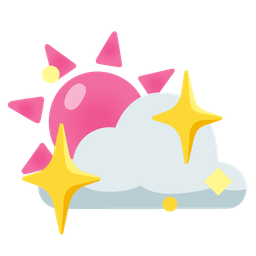 sun behind cloud and sparkling heart