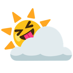 Sun behind cloud and Squinting face with tongue