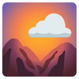 sun behind cloud and sunrise over mountains