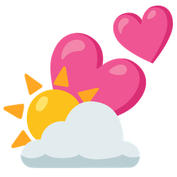 sun behind cloud and two hearts