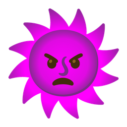 sun with face and angry face with horns