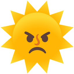 sun with face and angry face