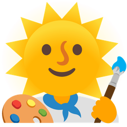 sun with face and artist palette