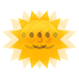 sun with face and beating heart