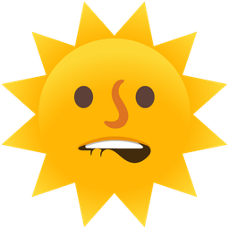sun with face and biting lip