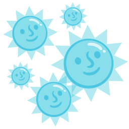 sun with face and bubbles