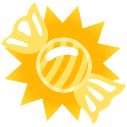 sun with face and candy