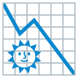 sun with face and chart decreasing
