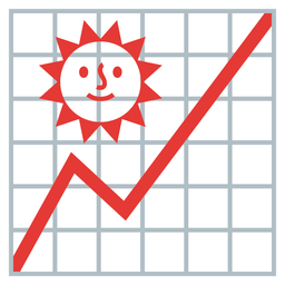 sun with face and chart increasing