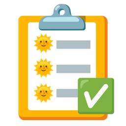 sun with face and check mark button