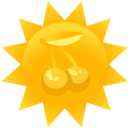 sun with face and cherries