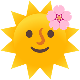sun with face and cherry blossom