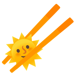 sun with face and chopsticks
