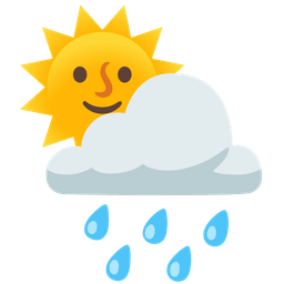 sun with face and cloud with rain