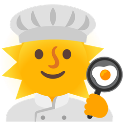 sun with face and cooking