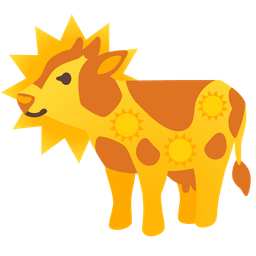 sun with face and cow face