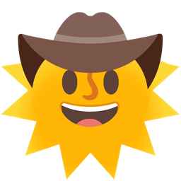 sun with face and cowboy hat face
